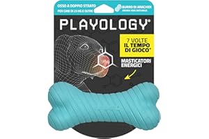 Playology Osso doppio strato per cani di taglia grande (da 16 kg in su) | Coinvolgente gioco con aroma completamente naturale di burro di arachidi | Interattivo e durevole, per masticazioni aggressive