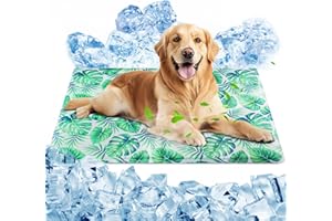 Ninonly Tappetino Rinfrescante per Cani Gatti 50X65 Tappetino Refrigerante per Animali Domestici Gel Non Tossico Impermeabile Antiscivolo Tappeto Refrigerante Cane per Cuccia Cani Gatti Foglie