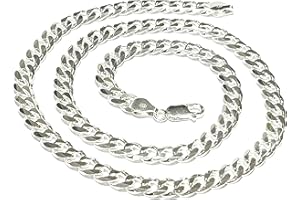 TREASUREBAY Treasure Bay 7mm Solid 925 Silver Curb Chain for Men Length 46cm, 48cm, 50cm,52cm, 55cm and 60cm Mens Silver Chain