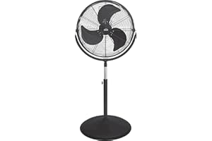 DOMAIR BAP460 - Ventilateur/ Brasseur d'air sur pied - Diamètre 46 cm - 120 Watts - 3 vitesses - Débit d'air : 6902 m3/h - Acier / noir
