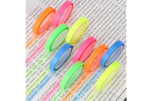 MOZEAT LENS 10 Rolls Highlighter Tape, 0.24inch X 16.4ft Removable Neon Fluorescent Strips Transparent Writable Removable Fluorescent Neon Tapes for Students Teachers Marking Books Reading