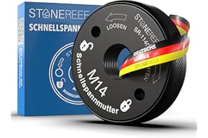 STONE REEF® Tuerca de liberación rápida M14 – Sistema de sujeción sin herramientas para amoladora angular y amoladora de corte – Apto para discos abrasivos