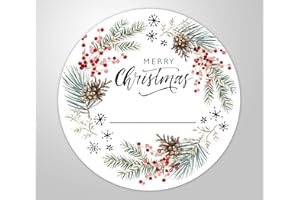 ‎CLEVER-KAUF-24 24x XL hochwertige Etiketten "Merry Christmas" gross rund hohe Klebekraft 5cm Aufkleber zum selber beschriften