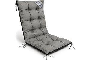 Amazinggirl Cojín Silla Jardín Respaldo Alto 50x120 cm - Colchón Asiento Exterior Mueble Patio Confort Impermeable Grueso Protección Gris Terraza Sol