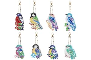 JODSEN 8 Pcs 5D Diamond Arts and Crafts Painting Keychain,Bird Shaped Full Drill Diamond Art Kits Key Ring,Mosaic Diamond Craft Pendant for Key Case,Art Craft,Purse,Phone,Bag