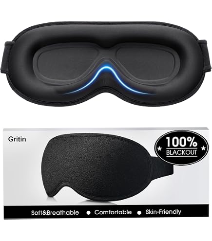 Mascherina Per Dormire 3D Con Blocco Totale Della Luce | Morbida Memory Foam, Cinturino Regolabile, Per Viaggi E Pisolini | Uomo E Donna, Colore Nero