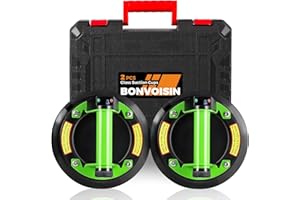 Bonvoisin Ventosa Elettrica per Piastrelle 2PCS, 350lbs/160kg Capacità di Carico, con Batteria al Litio 2000mAh, 8" Gomma a Tre Strati, per Finestra/Acciaio/Cartongesso (EU)