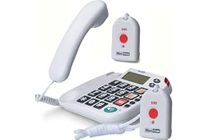 Maxcom KXT481SOS: Seniorentelefon mit Funk Notruf Sender und großen Tasten extra laut; schnurgebundenes Festnetztelefon mit 2 x Notrufknopf Hausnotruf für Senioren hörgerätekompatibel