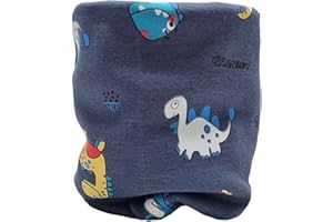 COLOURFUL BABY WORLD Kids Boys Girls Cotton Multi Use Neck Warmer Scarf Hat Bandana (Blue Happy Dinosaur)