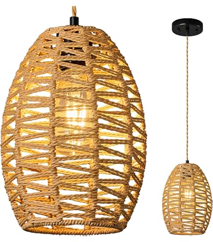 Lampadario A Sospensione In Paglia Naturale Intrecciata Fatto A Mano – Stile Marocchino