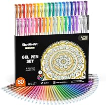 6 Stylos Gel Arc-en-Ciel à Paillettes - Encre Multicolore 1,2mm - Pour Dessin, Coloriage, Scrapbooking