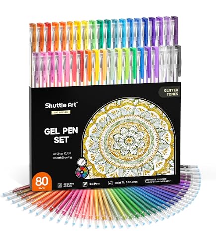 Set 100 Stylos Gel Castle Art - Couleurs Paillettes, Métallisés, Pastels
