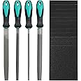 YANMAKE 4Pcs Metal File Set, 8inch Hand Files Large Steel Rasp Files with Handles for Metalworking, Woodworking and More