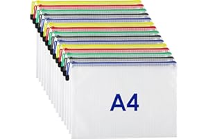 KTRIO Plastic Wallets Document Wallet, 15PCS A4 Mesh Document File Folders Pouch Zipper Bags, A4 Zip Bag Zipped Wallets Ziplock Bags for School Office Supplies, Travel Accessories