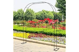 ARtsim Metal Rose Arch Stable 120/140/160/180/200/240/280/300/350 cm Wide Climbing Plants Arch Trellis Rose Frame Iron Black Semicircular