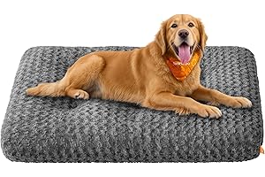 Feandrea Panier pour Chien, Taille XXL, pour Grands Chiens, Lit pour Animaux, Tissu Peluche, 122 x 74 cm, Rembourrage Doux, Lavable, Antidérapant, Gris Ardoise PGW294GN01