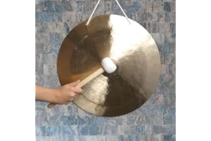 ‎KLANGSCHALEN-CENTER Feng Gong/Wind Gong 50 cm mit tollem Klang, inklusiv Holz-/ Baumwollklöppel -7008-