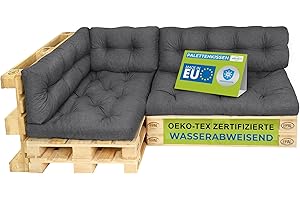 ‎PILLOWS24 Pillows24 – Palettenkissen – 6-teiliges Set | Palettenauflage für Palettensofa | Sitz- und Rückenkissen für Europaletten | Palettenmöbel Indoor & Outdoor, UV-beständig | Made in EU | Grau