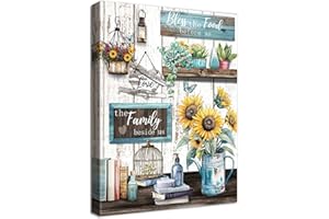 HALFLEMART Marco de Madera Cuadro Modernos Cristiano Cuadros Decorativos Lienzo Pintura Flores de mariposa rústicas Imagen Familia Signos Cuadros Decoracion Salon Baño Dormitorio Sala de Estudio 40x60cm