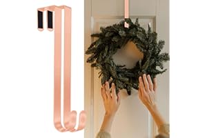 SR ESSENTIALS Pack of 2 Wreath Hanger for Front Door, 12" Wreath Door Hanger for Hanging Clothes, Bags - Wreath Hook Perfect for Halloween Wreath, Wedding & Christmas Decorations Over Door Hanger (Rose Gold)