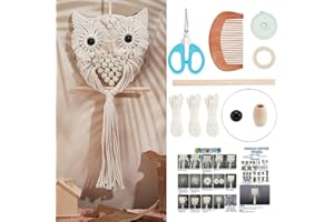 FREEBLOSS Kit de macramé de búho para principiantes, kit de macramé para colgar en la pared, kit de macramé con instrucciones (idioma español no garantizado), decoración colgante de macramé para