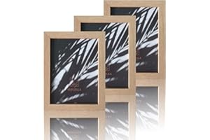 VUVUZULA Bilderrahmen 15x20cm Holz Fotorahmen 6x8 Zoll Holzrahmen MDF Rahmen 15x20cm Natur 3er Set