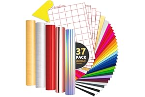 ZJTAPE 37 Láminas de vinilo - Adhesiva Permanente 20 cm * 30,5 cm - Transferencias + escobilla de goma, pintura de metal cepillado para decoración de fiestas, manualidades, exterior de automóviles