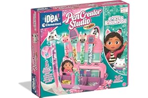 Clementoni Idea - Laboratorio delle Penne Gabby's Dollhouse, Kit Creativo per Bambini 6+ Anni, con 25+ Accessori e 5 Penne Personalizzabili con Personaggi, Lingua Italiana, 18203