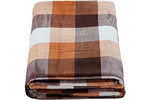 SOCHOW Tartan Coperta Pile Matrimoniale 220 x 240 cm, Plaid Divano Super Morbido, Coperta Flanella Letto Matrimoniale Arancione