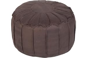 Loft 25 Bean Bag Footstool Pouffe | Super-Soft Faux-Leather Fabric | Decorative and Comfortable Foot Rest | Footstools for Living Room | Moroccan-Style Foot Stool (Arizona Chocolate)