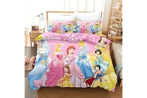 LKFFHAVD Princesse Disney Parure de lit pour fille et enfant en microfibre, Rose, Taie d'oreiller 50 x 75, Housse de couette 135 x 200 cm (220 x 240 cm, 5)
