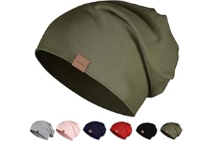 YANIKY Mütze Herren Damen, Slouch Beanie Mütze Baumwolle, Dünne Leichte Mütze, Weich Chemo Mütze, Winddicht Jersey Longbeanie für Alle Jahreszeiten