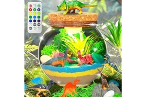 KUPITM6 Dinosaure Jouet idée Cadeau Anniversaire 3 4 5 6 7 8-12 Ans Garçon, Cadeaux Dinosaures Kit de Terrarium Dinosaure pour Enfants, Figurine Dinosaure Bricolage Kit Veilleuse Cadeau pour Enfants