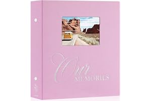 Lanpn Album fotograficzny 10x15cm 600 zdjęć, OKIENNY OURMEMORIES lniany album 10 x 15 cm 600 zdjęć w poziomie i pionie Różowy