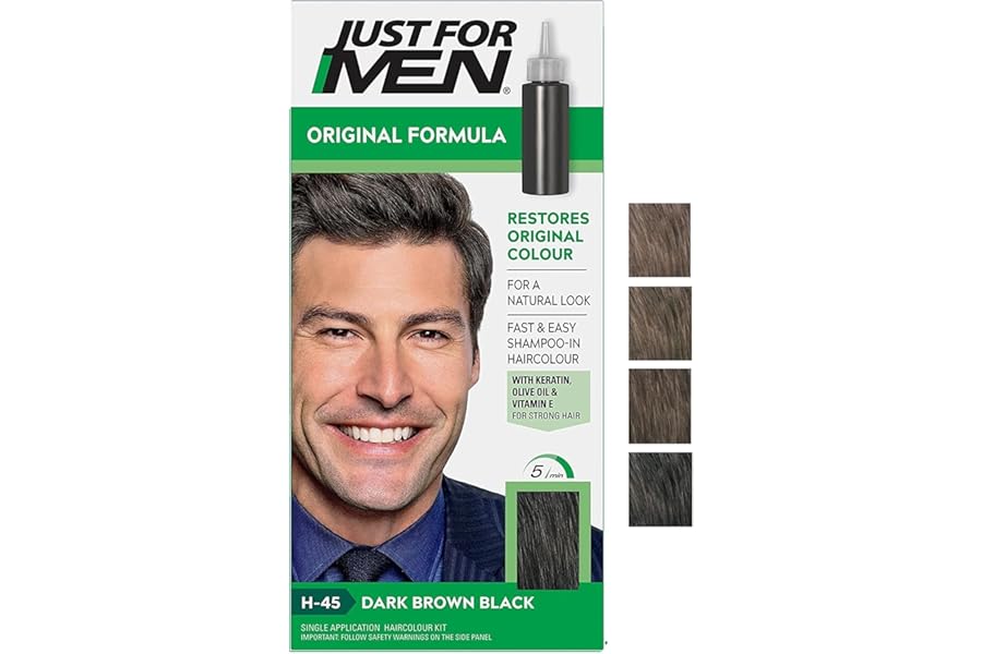 Just for men Original Formula Dark Brown Black Hair Dye, Restores Original Colour for a Natural Look H45
