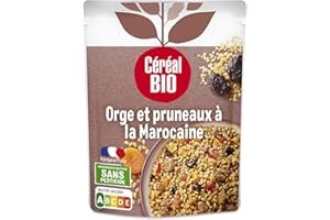 Céréal Bio Orge Bio, Pruneaux, Légumes, Épices Marocaines – Plat Cuisiné Bio Individuel, Micro-Ondable, Prêt à Réchauffer – 220g