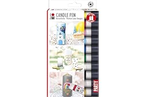 Marabu 1805000009882 Lot de 10 stylos à bougie de 25 ml de cire crémeuse et douce, à base d'eau, résistants à la lumière, inodores, résistants aux intempéries, décoration de bougie facile