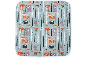 Balbina® Wickelunterlage Wasserdicht Wickeltischauflage Wickelauflage baumwolle 60x70 I Wald Mint
