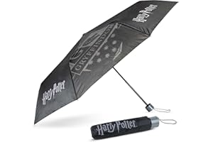 BONNYCO Regenschirm Schwarz Harry Potter, Regenschirm Sturmfest Verstärkter Struktur. Klappschirm Tasche, Rucksack, Reise. Originelle Geschenke für Frauen, Männer. Mini Schirm, Klein Taschenschirm