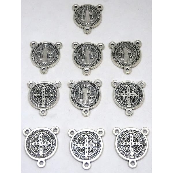 Croix Saint Michele Pour Chapelet – Lot De 10 Pièces En Argent Galvanisé – Fabriqué En Italie – 2 Cm - 4