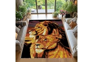 TEHOCWIZ Kit Tapis Point Noué à Faire Antidérapant Création Tapis et Canvas Taille Création Tapis à Crocher pour Adultes Kit Tapis Crochet Loquet Grande Kit de Tapis à Nouer Soi-même 38x52 cm