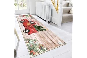 SHACOS Christmas Hallway Runner Rug 60x180cm Kitchen Rugs Non Slip Washable Carpet Runners for Hallways Xmas Hall Runner Soft Floor Carpet Runner for Entryway Kitchen Laundry Bedroom