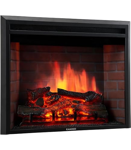 Dekorativer Kamin Mit LED Flammen SOARS Elektrischer Kamin 1500W Mit LED-Flammen  In 12 Farben  Dekorativer Einbaukamin Mit Fernbedienung, Heizung & Timer  (49,1 X 12,3 X 45 Cm)