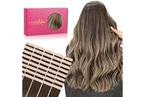 WENNALIFE Extensiones Adhesivas Pelo Natural, 50cm 100g 40 Piezas Balayage Marrón Chocolate a Rubio Miel, Extensiones de Cabello Humano Remy Lacio