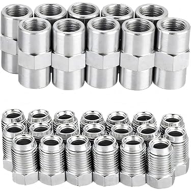 Easyhomie Lot De 20 Raccords + 10 Écrous Pour Tuyau De Frein 4,75 Mm - Pièces De Réparation Freinage