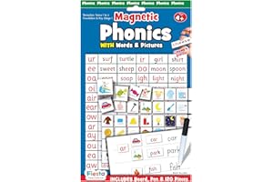 FIESTA CRAFTS LTD Fiesta Crafts Phonics Magnetic Letters - Learn to Read & Write with Words, Pictures, Phonics, Whiteboard, Dry Wipe Marker, & Magnets for Kids - Educational Toys for 4+ Year Old Boys & Girls