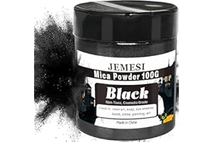 JEMESI Epoxidharz Farbe, Seifenfarbe - 100g Schwarz Metallic Mica Pulver Glitter Seifenfarbe Pigmentpulver für Epoxy Resin, Seifenherstellung, Badebombe, Lidschatten, Lipgloss Farbe, Slime