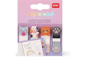 Legami - Marque-page autocollants Keep in Mind, 80 marque-page autocollants (20 x 4), autocollants inscriptibles et amovibles, thème Kitty, 7 x 5,5 cm