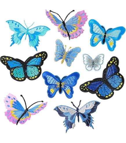 12 Toppe Adesive Farfalle Per Jeans E Zaini | Blu | Decorazione E Riparazione Tessuti - Foto 13