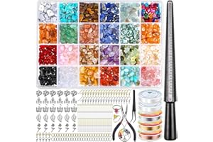 Katleay 1168 Pièces Kit Bijoux Creation, Perles Pierre Naturelles, Irrégulières Pierre Précieuse Naturelle, Kit Fabrication Bijoux, pour Colliers, Bagues, Boucles d'Oreilles Et Fabrication Bijoux